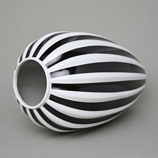 Vase Retro Z 26 cm, White + Black Line, Goldfinger Porcelain