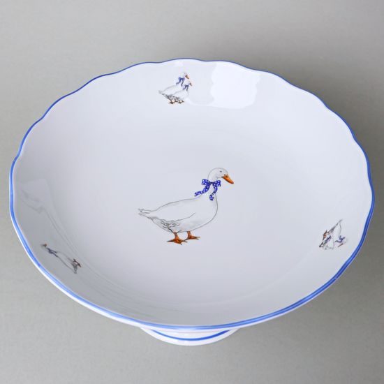 Mísa kompotová oboustranná na dortové noze 24 cm, husy, Český porcelán a.s.