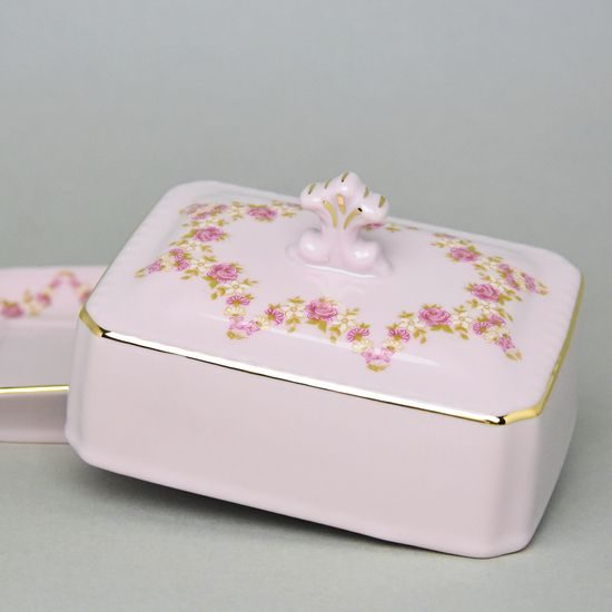 Butter dish for 250 g butter, Leander, decor 158, rose china