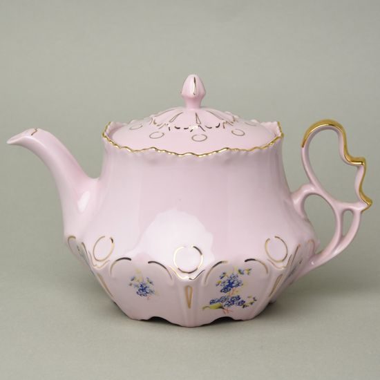 Konvice čajová 1,2 l, Lenka 247p, Růžový porcelán z Chodova
