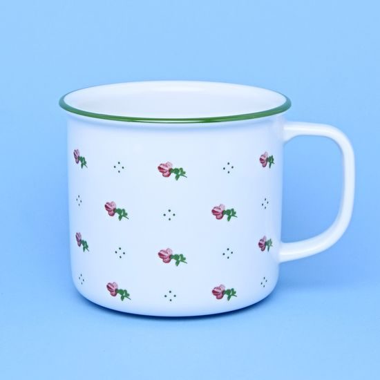 Mug 750 ml huge, red flowers + green, G. Benedikt 1882