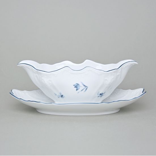 Sauce bowl with underbowl 0,5 l, Thun 1794 Carlsbad porcelain, BERNADOTTE blue flower