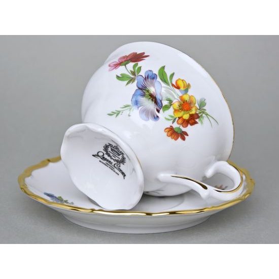 Šálek 230 ml a podšálek 150 mm, Aristokrat, Queens Crown, Original Bohemia porcelain