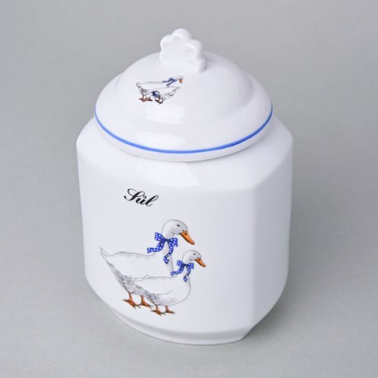 Dose for food storage with a sign 1,10 l, 17 cm, Cesky porcelan a.s., Goose