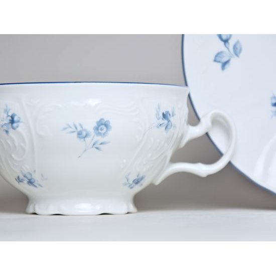 Tea cup and saucer 320 ml / 18 cm, Thun 1794 Carlsbad porcelain, BERNADOTTE blue flower