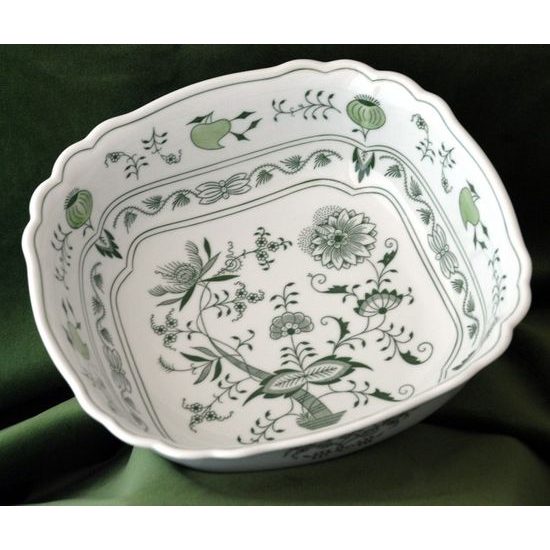 Salad bowl square 26 cm, Green Onion Pattern, Cesky porcelan a.s.