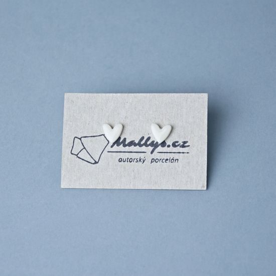 Earrings: White Hearts, Porcelain Jewels Studio Mallys