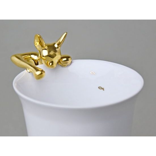 Mug Sphinx with a Cat, 400 ml, Gold, Goldfinger porcelain