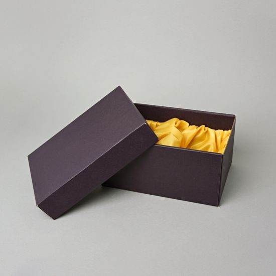 Gift Box brown with yellow satin inside, Small, 21 x 14,8 x 10 cm