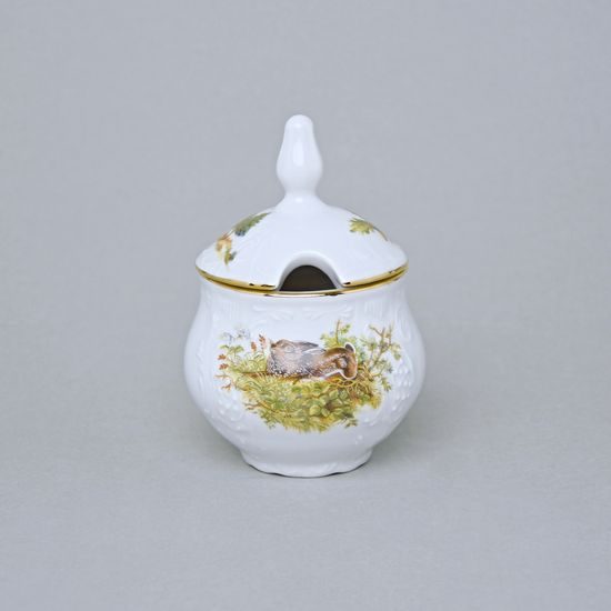 Mustard/Sugar bowl 150 ml, Thun 1794 Carlsbad porcelain, BERNADOTTE hunting