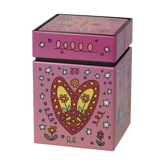 Tea tin James Rizzi - Peace of Love, 7,5 / 7,5 / 11 cm, Metal, Goebel