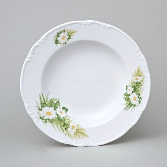 Talíř hluboký 23 cm, Thun 1794, karlovarský porcelán, CONSTANCE 80262 kopretiny