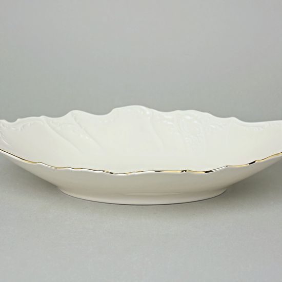 Bread basket 34 cm, Thun 1794 Carlsbad porcelain, BERNADOTTE ivory + gold