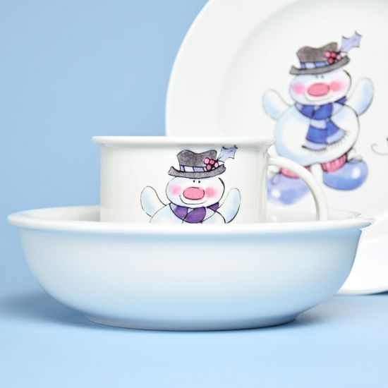 Dětská sada Sněhulák, 3ks, Český porcelán.