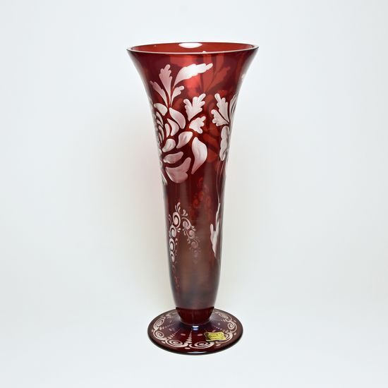 Egermann: Red Stain Vase, 30,5 cm, Hand-decorated