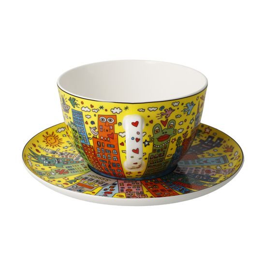 Cup and saucer James Rizzi - My New York City Sunset, 500 ml / 19 cm, Fine Bone China, Goebel