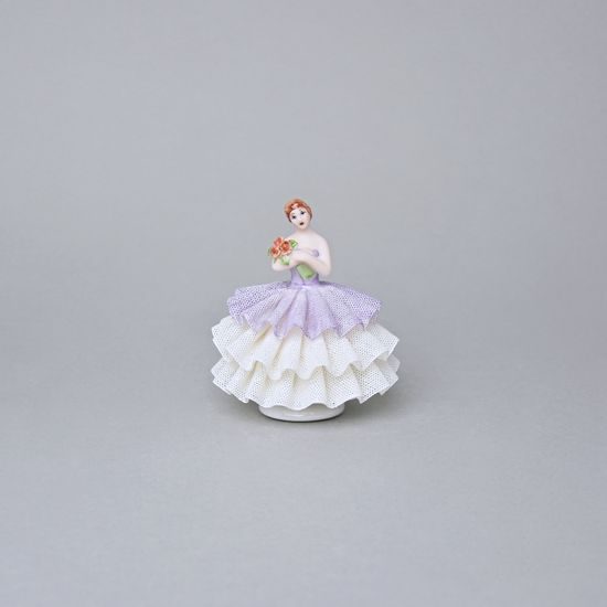 Panenka s krajkovou sukní, 1 - Fialová, 8 x 8 x 9 cm, figurky Duchcov
