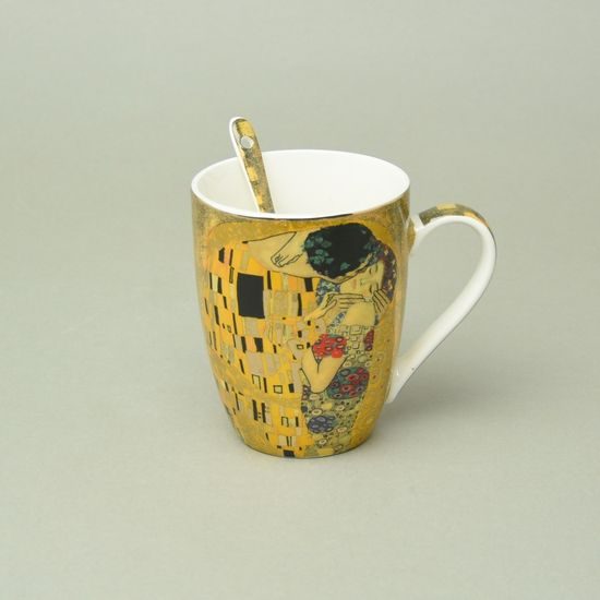 Hrnek 325 ml + porcelánová lžička, G. Klimt, Polibek, Marco Polo