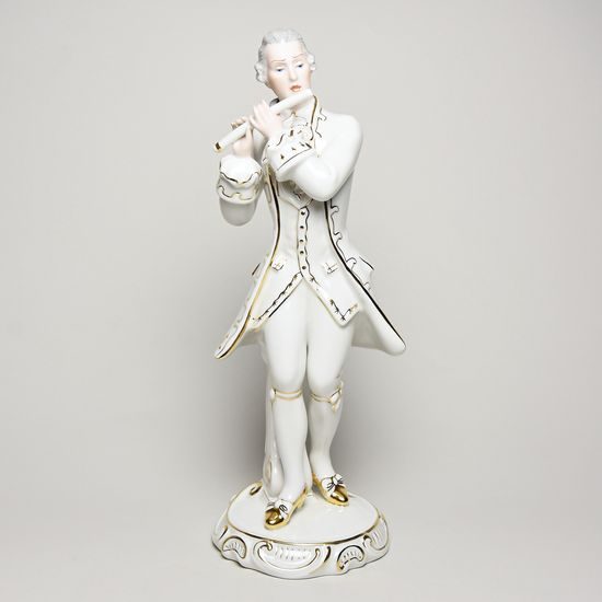 Gentleman rococo 13 x 13 x 33 cm, White + Gold, Porcelain Figures Duchcov