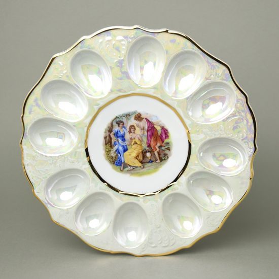 The Three Graces: Tray egg 27 cm, Thun 1794 Carlsbad porcelain, BERNADOTTE