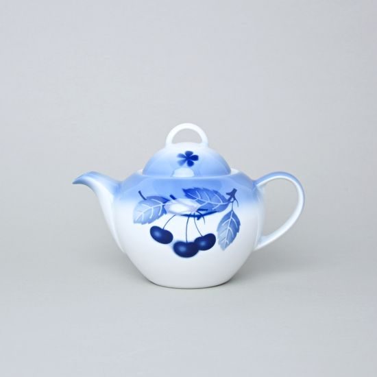 Tea pot 0,55 l plus warmer, Thun 1794 Carlsbad porcelain, BLUE CHERRY