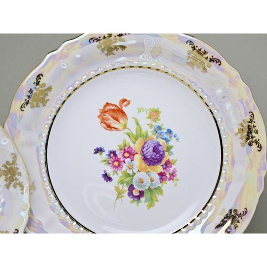 656: Plate set for 6 persons, Sonata, flowers, Leander 1907