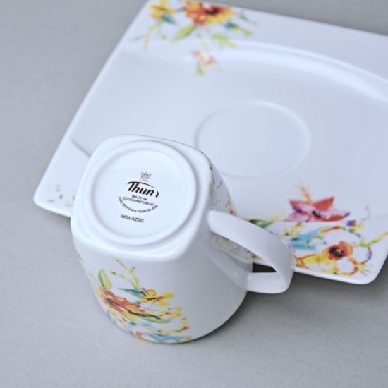 Cup 150 ml and saucer 15,5 cm square, Thun 1794, Carlsbad Porcelain, EYE 30308