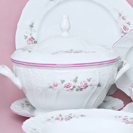 Růžová linka: Mísa polévková 2,5 l, Thun 1794, karlovarský porcelán, BERNADOTTE růžičky