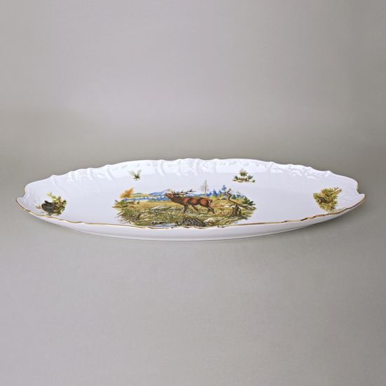Dish oval for fish 52 cm, Thun 1794 Carlsbad porcelain, BERNADOTTE hunting