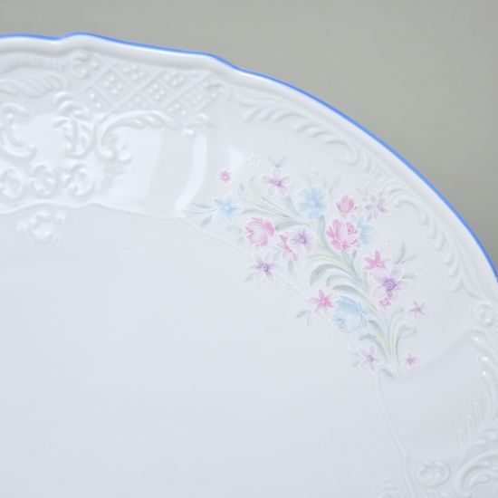 Cake plate 32 cm, Thun 1794 Carlsbad porcelain, BERNADOTTE blue-pink flowers