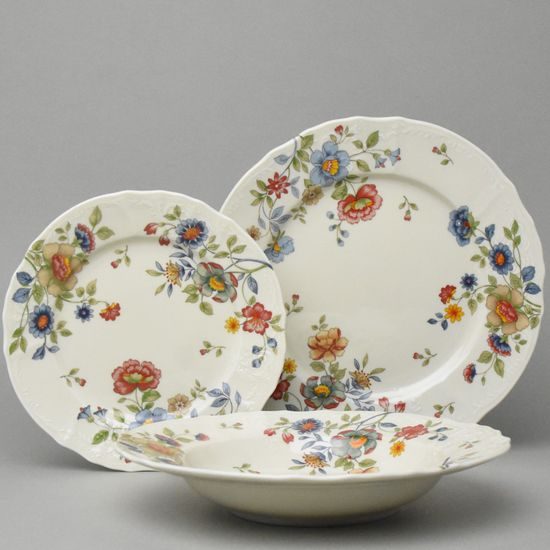 BERNADOTTE chinese flowers: Plate set for 6 pers., Thun 1794, karlovarský porcelán