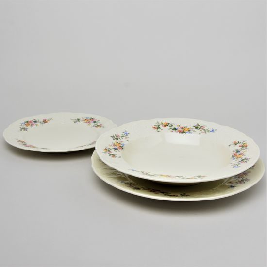 Plate set for 6 pers., Thun 1794 Carlsbad porcelain, BERNADOTTE ivory + flowers