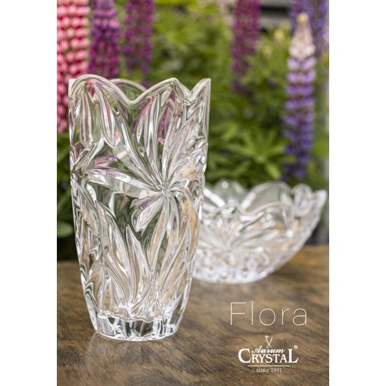 Skleněná váza Flora Grey, 28 cm, Aurum Crystal