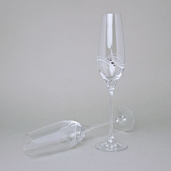 Apollo - Set of 2 champagne glasses 210 ml, Swarovski Crystal, DIAMANTE