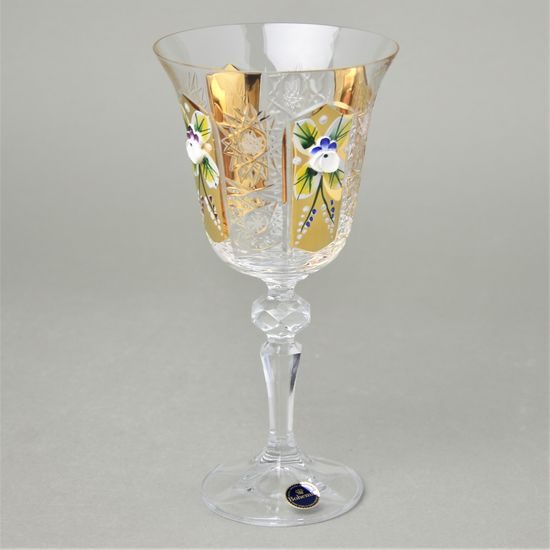 Wine cut glass Goblet 18,2 cm - 6 pcs. set, platinum + Enamel, Jahami Bohemia