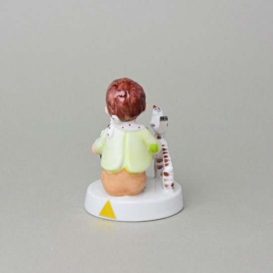 Boy Sitting With Accordion, 9,5 x 8,5 x 11 cm, Saxe, Porcelain Figures Duchcov