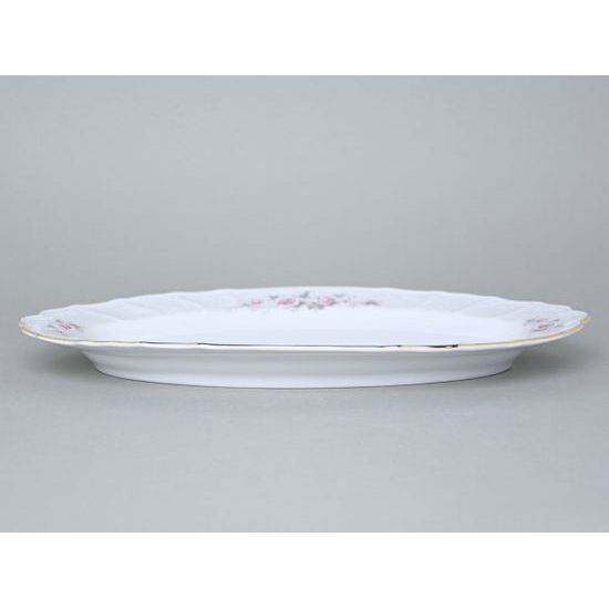 Gold line: Dish oval 36 cm, Thun 1794 Carlsbad porcelain, BERNADOTTE roses