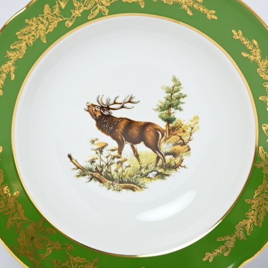 Plate - Deep set for 6 pers. 23 cm, Mary-Anne, Green Hunter, Leander 1907