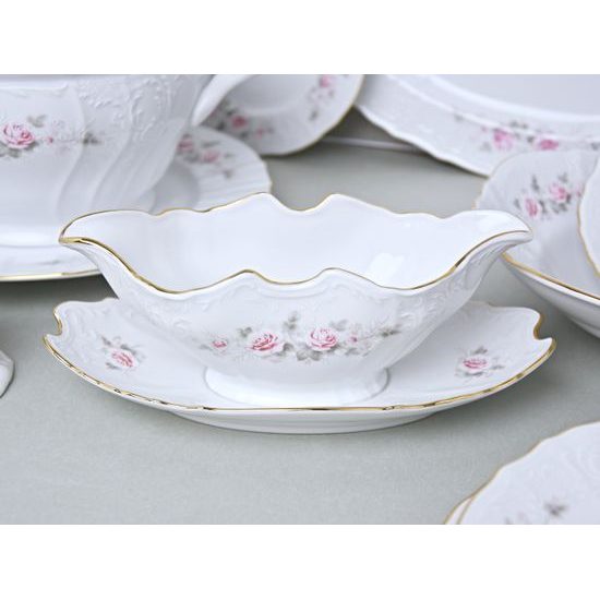 Gold line: Dining set for 6 persons, Thun 1794 Carlsbad porcelain, BERNADOTTE roses