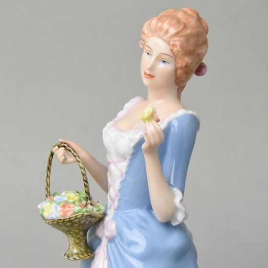 Lady with basket 10 x 11 x 28 cm, Porcelain Figures Duchcov
