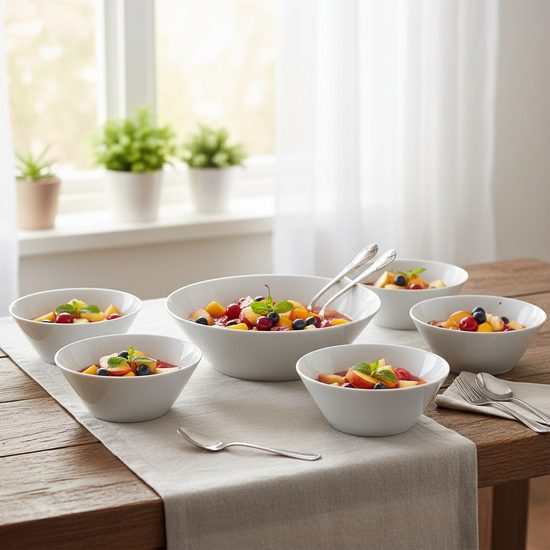 Compot set for 6 persons, Thun 1794 Carlsbad porcelain, TOM white