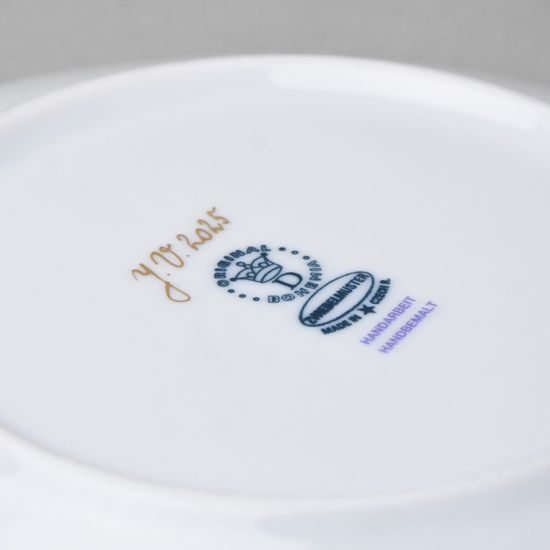 Plate dessert 19 cm, ruby red + gold + Original Blue onion pattern, Cesky porcelan a.s.