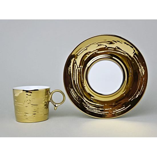 RESET, Cup and Saucer Espresso 100 ml, Titanium Gold, Český porcelán a.s.