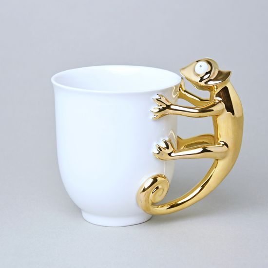 Mug ZOO Chameleon 400 ml, GOLD, 12 cm, Goldfinger porcelain