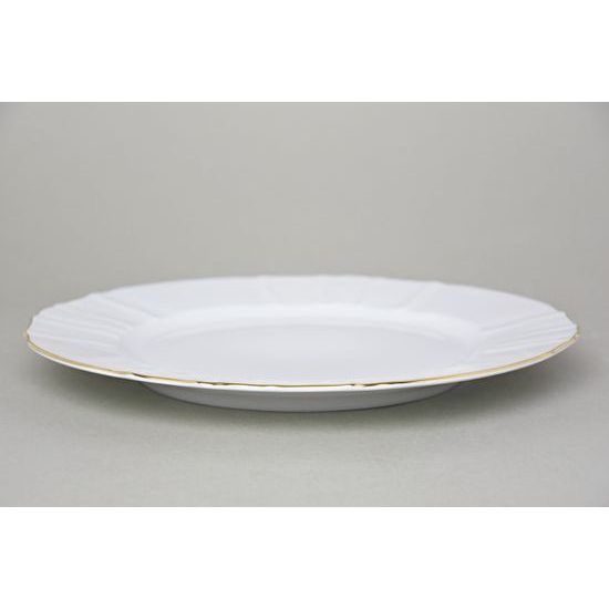 Club plate 30 cm (dish round flat), Thun 1794 Carlsbad porcelain, BERNADOTTE gold line