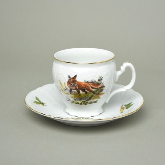 Cup + saucer coffee 220 ml / 15,5 cm, Thun 1794, karlovarský porcelán, BERNADOTTE hunting