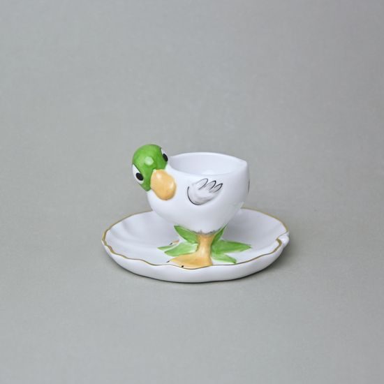 Egg cup 7 cm, Green Duck, Lindner porcelain