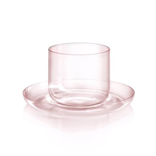 Cup 265 ml + saucer 135 mm DROP for cappuccino, Rosaline, Kvetna 1794 Glassworks