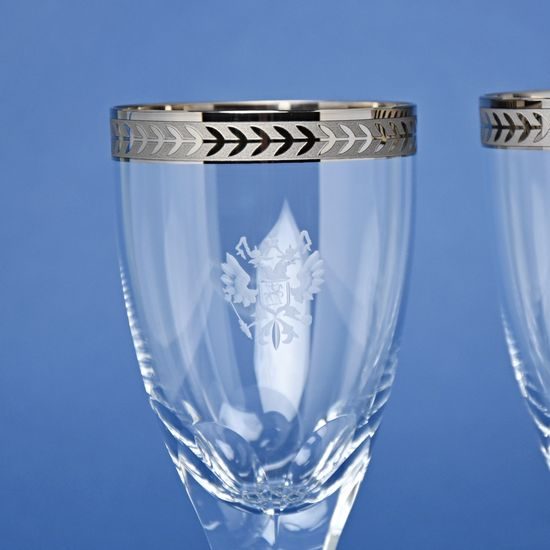 Sklenice na víno 200 ml, platinový pásek - lept, 20 cm, set 2 ks, Milan Mottl