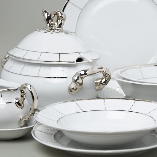 Dining set for 6 persons, Thun 1794 Carlsbad porcelain, MENUET platinum
